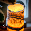 Tangerine Onyx Table Lamp - 18" Tall, x 5.5" Diameter - Live Edge (Medium #53)