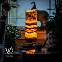 Tangerine Onyx Table Lamp - 18" Tall, x 5.5" Diameter - Live Edge (Medium #53)