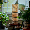 Tangerine Onyx Table Lamp - 18" Tall, x 5.5" Diameter - Live Edge (Medium #53)
