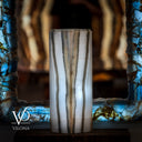 Polished White Ice Onyx Lamp - 20" Tall × 6" × 6" Square (Exotic Table Lamp #6)