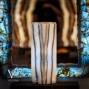 Polished White Ice Onyx Lamp - 20" Tall × 6" × 6" Square (Exotic Table Lamp #6)