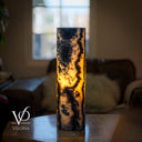Tangerine Onyx Table Lamp - 20" Tall, x 5.5" Diameter - Live Edge (Medium #12)