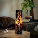 Tangerine Onyx Table Lamp - 20" Tall, x 5.5" Diameter - Live Edge (Medium #12)