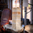 Golden Cloud Onyx Square Table Lamp 20" Tall, x 6"x 6" Square (Medium #4)