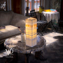 Golden Cloud Onyx Square Table Lamp 20" Tall, x 6"x 6" Square (Medium #5)