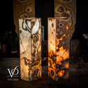 Polished Exotic Sahara Onyx Floor Lamp - 47.5" Tall, 12"x12" (Pair)