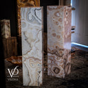Polished Exotic Sahara Onyx Floor Lamp - 47.5" Tall, 12"x12" (Pair)