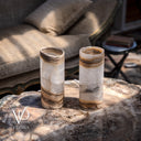 White Ice Onyx - 12" Tall, x 4.5" Diameter (Small Live Edge Table Lamp Pair #2)