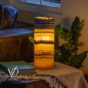 Golden Cloud Onyx - 12" Tall, x 4.5" Diameter (Small Live Edge Table Lamp #1)