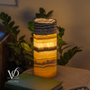 Golden Cloud Onyx - 12" Tall, x 4.5" Diameter (Small Live Edge Table Lamp #1)