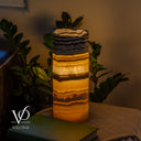 Golden Cloud Onyx - 12" Tall, x 4.5" Diameter (Small Live Edge Table Lamp #1)