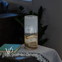 White Ice Onyx - 12" Tall, x 4.5" Diameter (Small Live Edge Table Lamp #1)