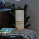 White Ice Onyx - 12" Tall, x 4.5" Diameter (Small Live Edge Table Lamp #1)
