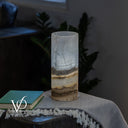 White Ice Onyx - 12" Tall, x 4.5" Diameter (Small Live Edge Table Lamp #1)