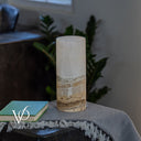 White Ice Onyx - 12" Tall, x 4.5" Diameter (Small Live Edge Table Lamp #1)