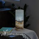White Ice Onyx - 12" Tall, x 4.5" Diameter (Small Live Edge Table Lamp #1)