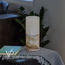 White Ice Onyx - 12" Tall, x 4.5" Diameter (Small Live Edge Table Lamp #1)