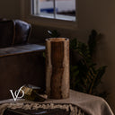 Unlit Tangerine Onyx table lamp showing its natural orange, amber, cream, and golden coloration