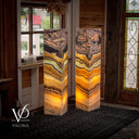 Aqua Onyx Floor Lamp - Pair - Medium - 53"H x 12-12"W - Square - #11