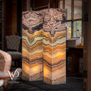 Aqua Onyx Floor Lamp - Pair - Medium - 53"H x 12-12"W - Square - #11