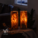Tangerine Onyx - 12" Tall, x 4.5" Diameter (Small Table Lamp Pair #4)