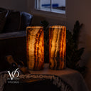 Tangerine Onyx - 12" Tall, x 4.5" Diameter (Small Table Lamp Pair #4)
