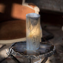 White Ice Onyx - 12" Tall, x 4.5" Diameter (Small Live Edge Table Lamp #4)