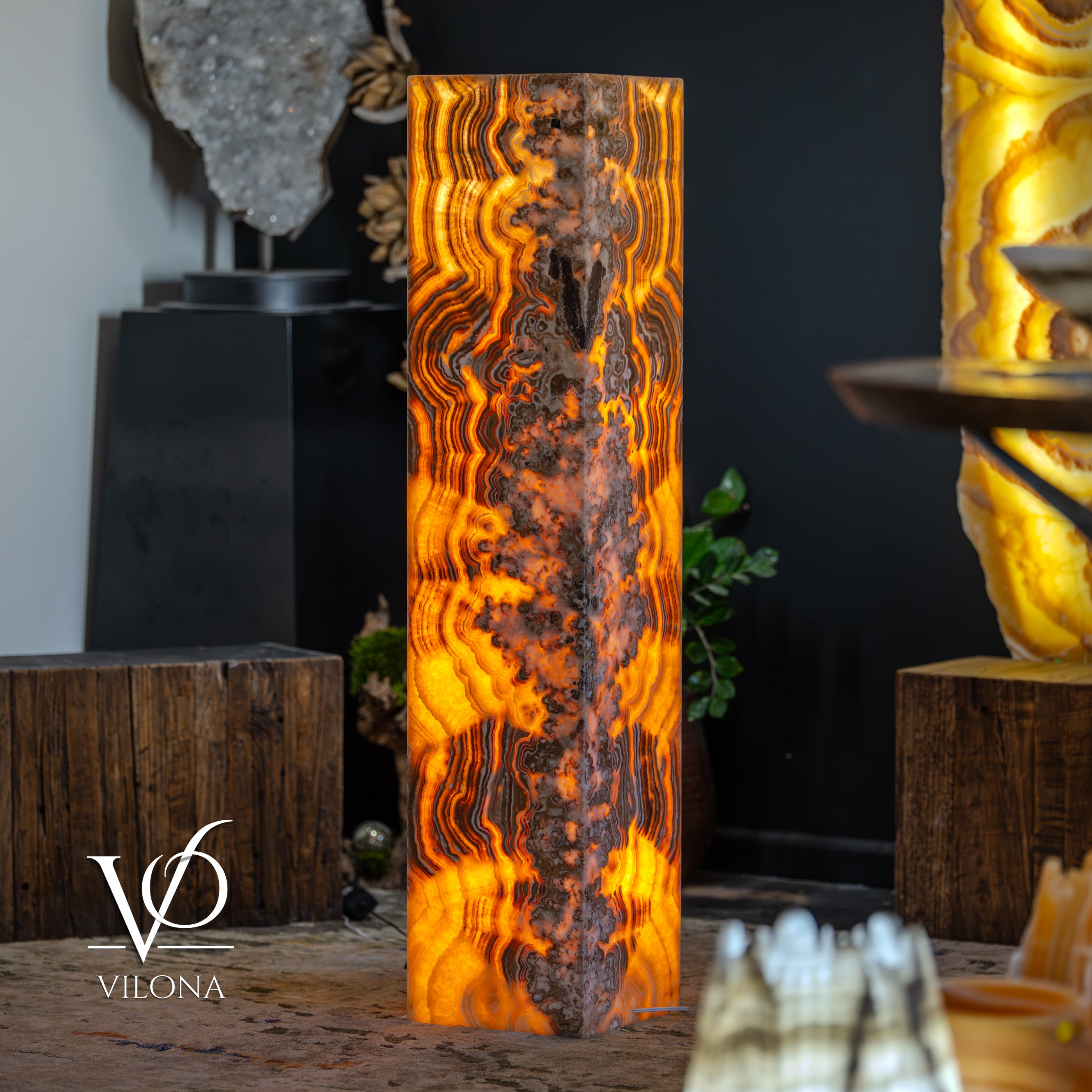 Honeycomb Onyx Floor Lamp -Exotic - Large - 55” Tall, 11.75 x