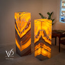 Tall Miami Sunset Onyx floor lamps with staggered 43.5-inch and 37.5-inch heights