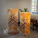 Miami Sunset Onyx floor lamps with coordinating patterns and staggered heights shown unlit