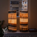 Honeycomb Onyx Live Edge Table Lamp Pair #1