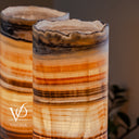 Honeycomb Onyx Live Edge Table Lamp Pair #1