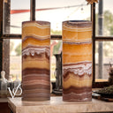 Miami Sunset Onyx Table Lamp Pair #1