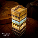 Aqua Onyx Small Square Crystal Table Lamp #58