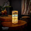 Aqua Onyx Small Square Crystal Table Lamp #57