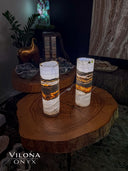 Banded Ice Onyx Table Lamps (Custom Project B.K #1)