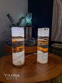 Banded Ice Onyx Table Lamps (Custom Project B.K #1)