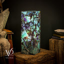 Fluorite Crystal Table Lamp - 24" Tall, 8x8" - Square Closed Top (Medium #7)