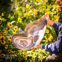 Hand Carved Golden Cloud Onyx Leaf Bowl #2