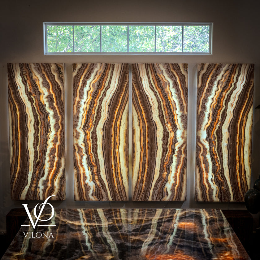 Illuminated Onyx Wall Panels | Backlit Natural Stone Art | Vilona Onyx