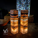 Aqua Onyx Crystal (Stone Floor Lamp Pair #8) - Floor Lamp