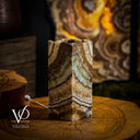 Aqua Onyx Square Table Lamp (Live Edge #4) - Table Lamp