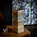 Aqua Onyx Square Table Lamp (Live Edge #6) - Table Lamp