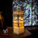 Aqua Onyx Square Table Lamp (Live Edge #6) - Table Lamp