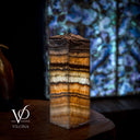 Aqua Onyx Square Table Lamp (Live Edge #7) - Table Lamp
