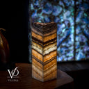 Aqua Onyx Square Table Lamp (Live Edge #7) - Table Lamp