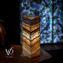 Aqua Onyx Square Table Lamp (Live Edge #7) - Table Lamp