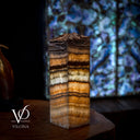 Aqua Onyx Square Table Lamp (Live Edge #7) - Table Lamp
