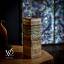 Aqua Onyx Square Table Lamp (Live Edge #8) - Table Lamp