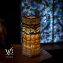 Aqua Onyx Square Table Lamp (Live Edge #8) - Table Lamp